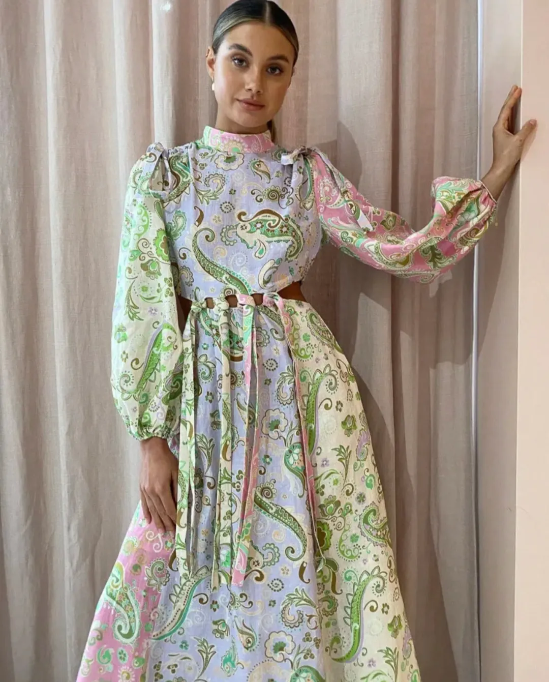 Alemais Marta Cutout Midi Dress Print Size 8  for rent on The Volte - main image