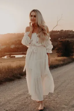 Co and Ry Goldie Maxi Dress White One Size  for rent on The Volte - image 1