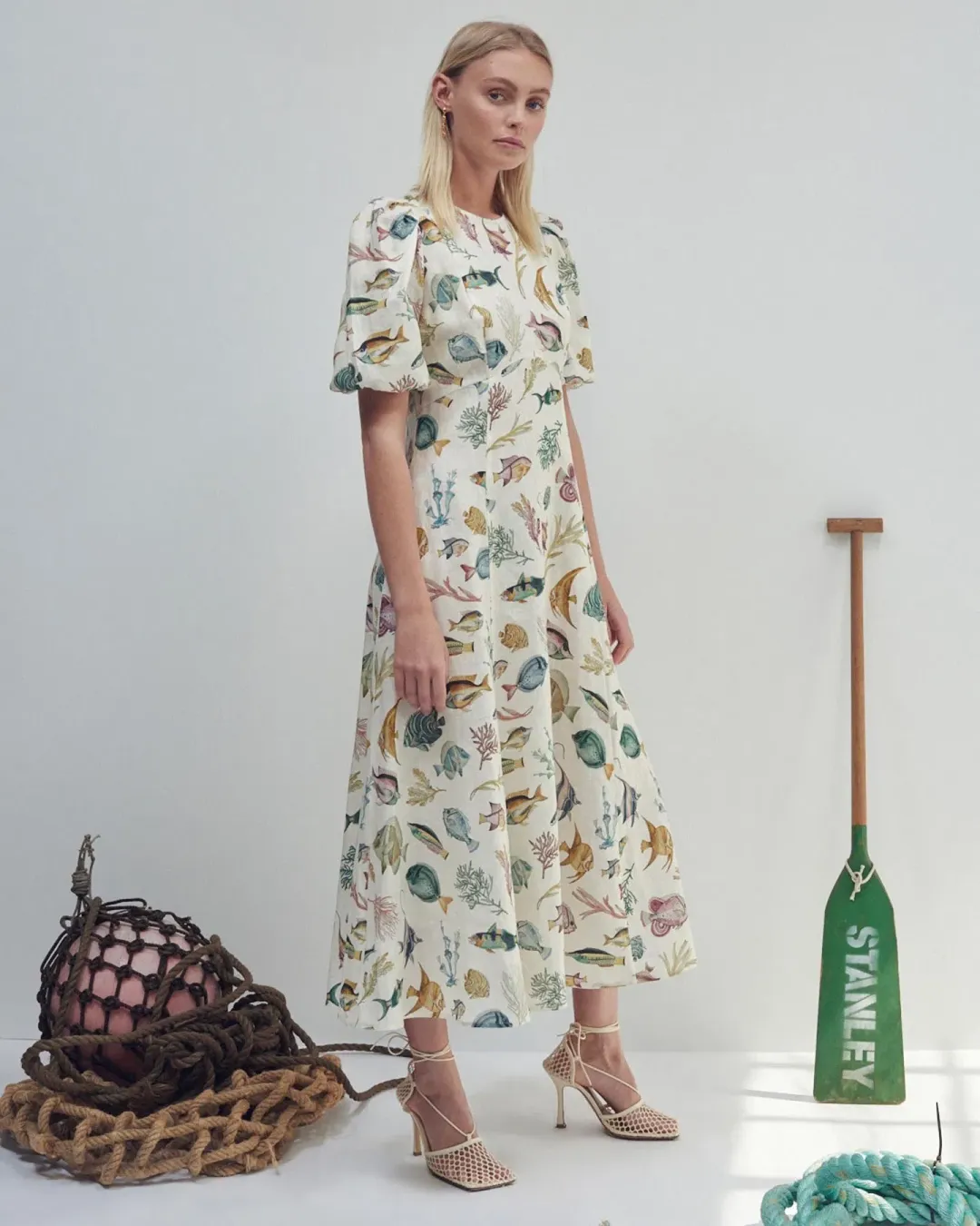 Alemais Wanda Midi Dress Print Size 12  for rent on The Volte - main image