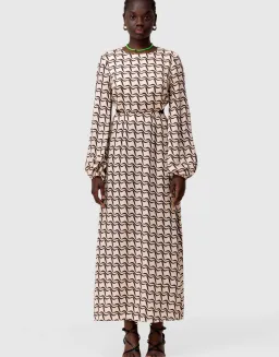 The Wolf Gang Marrakesh Cut Out Dress Black Wave Print Size 12 for rent on The Volte - image 1