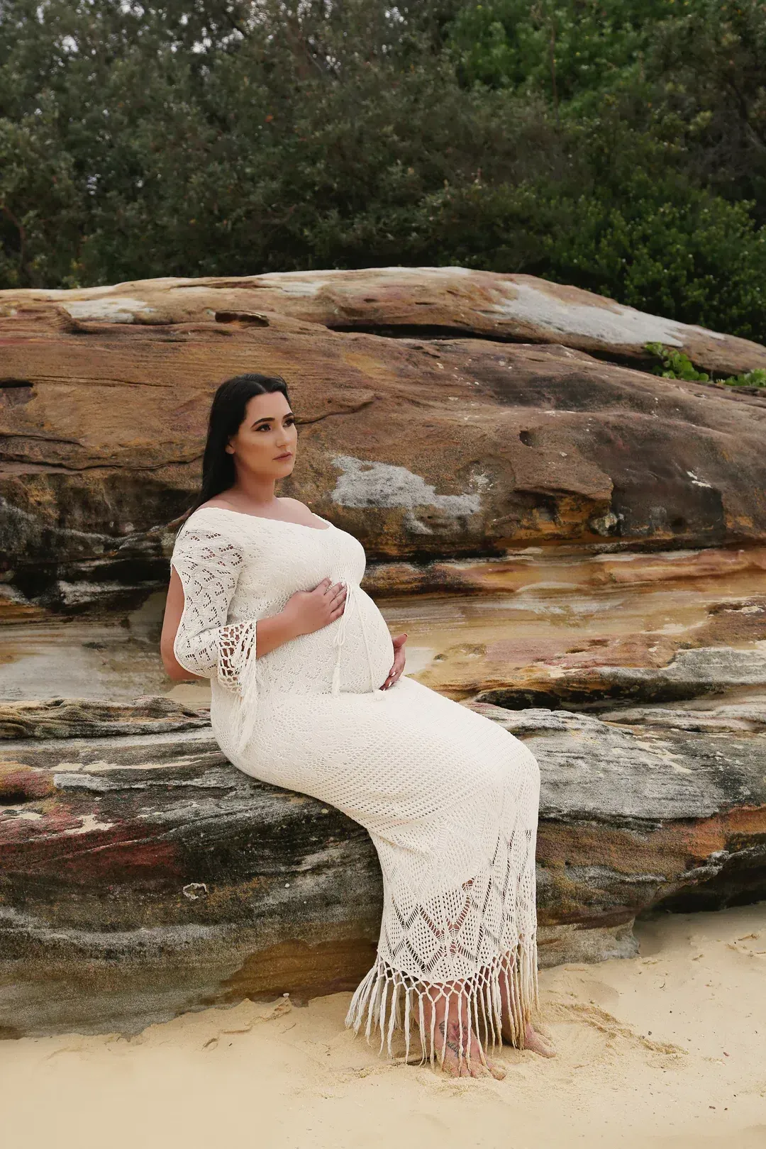 Fillyboo Brooke Crochet Maxi Dress Cream Size S for rent on The Volte - main image