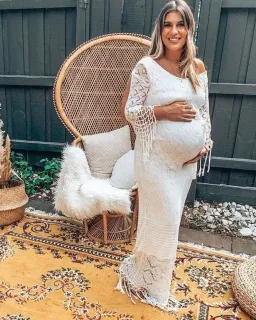 Fillyboo Brooke Crochet Maxi Dress Cream Size S for rent on The Volte - image 1