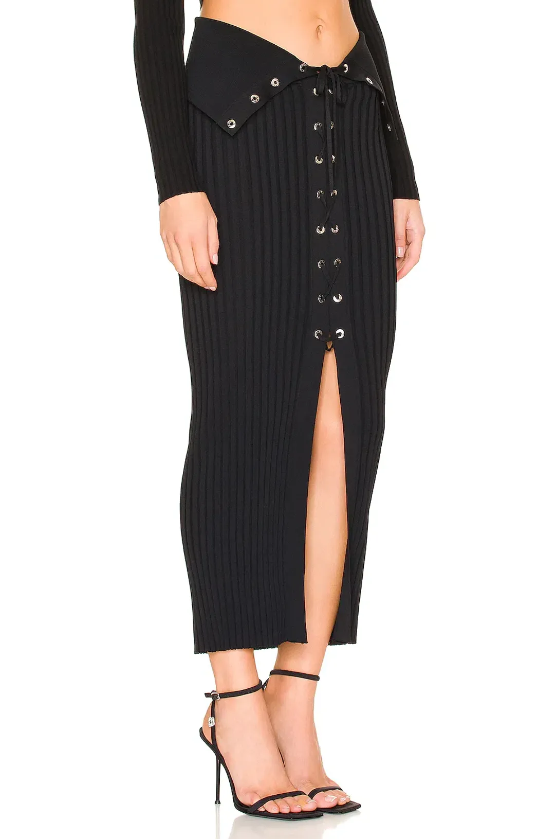 Dion Lee Lace Up Eyelet Skirt Black Size 6 for rent on The Volte - main image