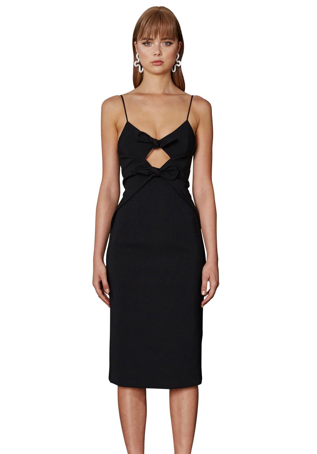 By Johnny Double Bow Shift Midi Dress for rent on The Volte - main image