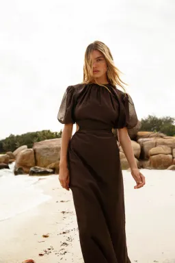Sir The Label Anje Puff Sleeve Gown Brown Size 3 / AU 12 for rent on The Volte - image 3