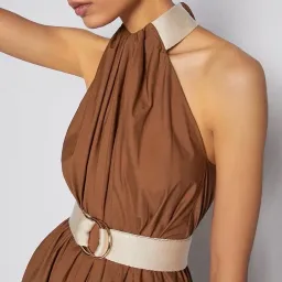 Scanlan Theodore Cotton Strapping Dress With Belt Brown Size 6 for rent on The Volte - image 2