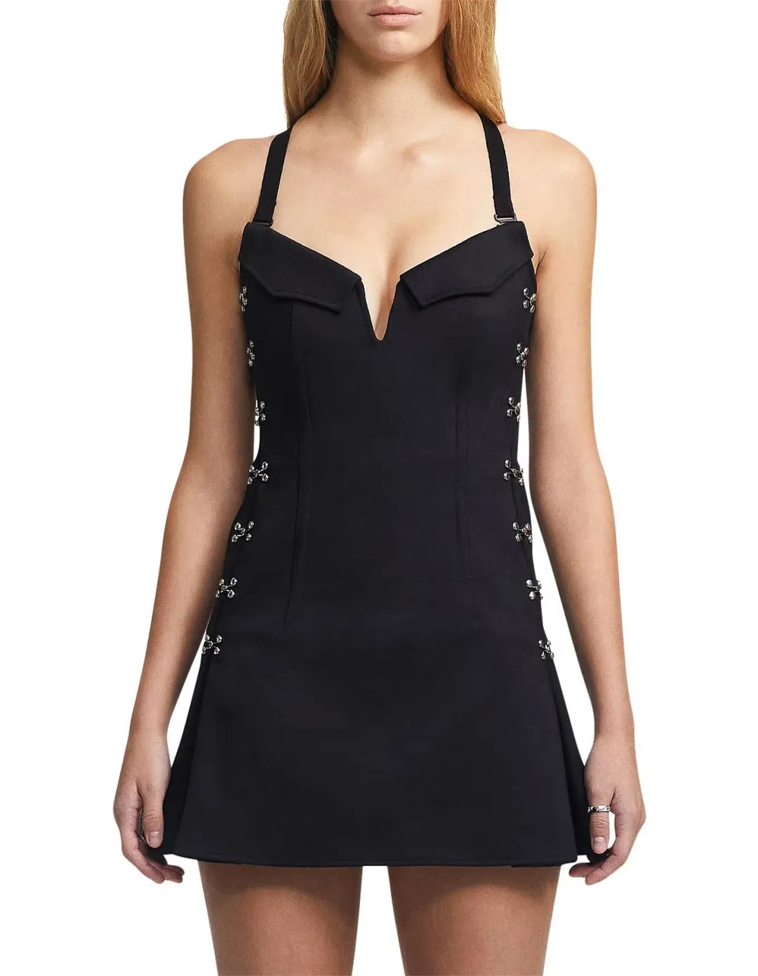 Dion Lee Accordion Pleat Mini Dress Black Size 6 for rent on The Volte - main image