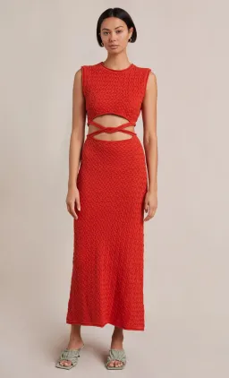 Bec & Bridge Effie Knit Cut Out Maxi Dress Red Size 14  for rent on The Volte - image 1