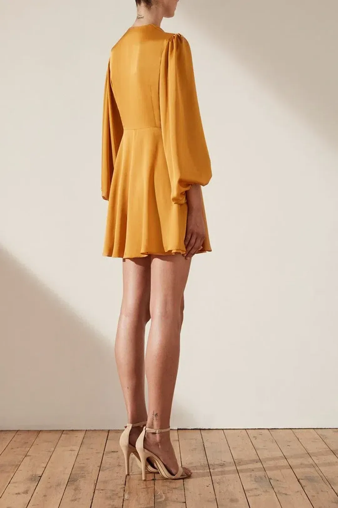 Shona Joy Oro Tie Front Mini Dress Orange Size 8 for rent on The Volte - main image