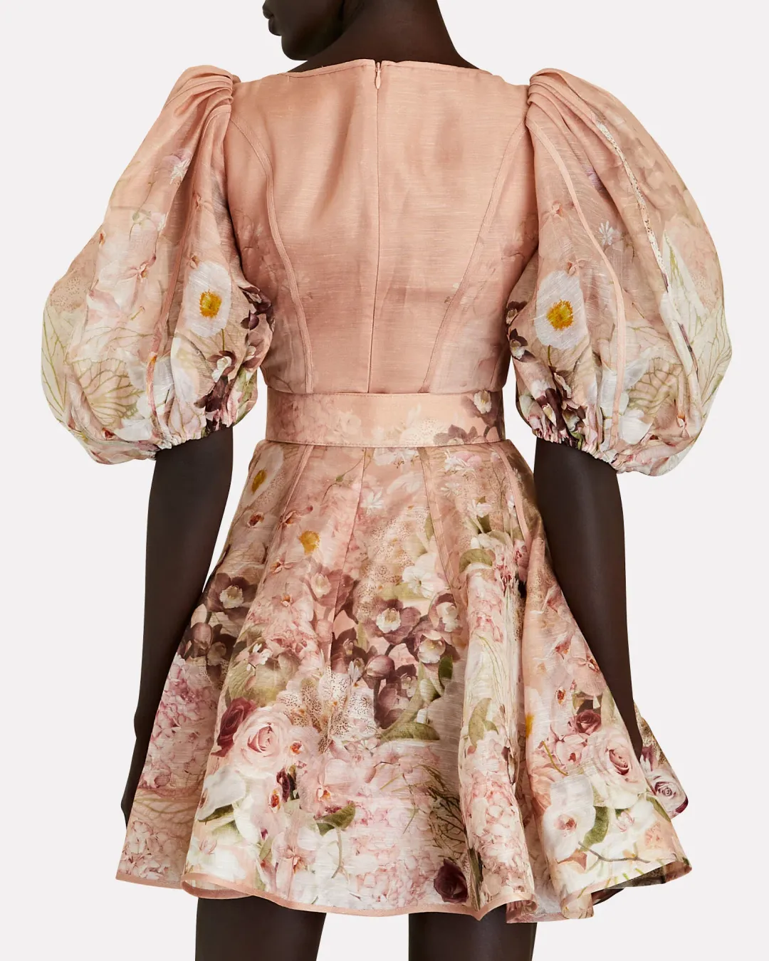Zimmermann Dancer Puff Sleeve Mini Dress Pink Size 1 / Au 10 for rent on The Volte - main image