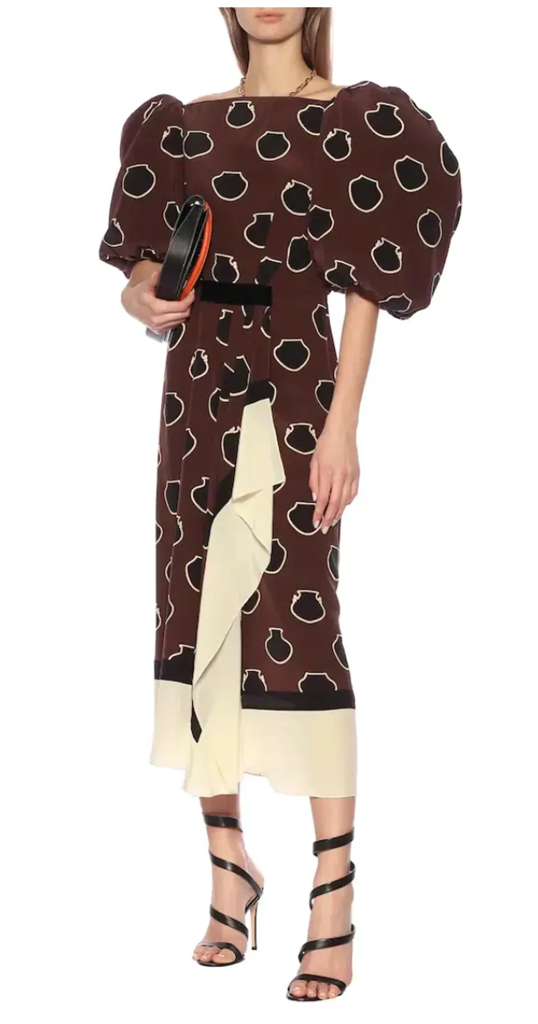 Johanna Ortiz Unexpected Territory Puff-Sleeve Silk Dress Size 2 for rent on The Volte - main image