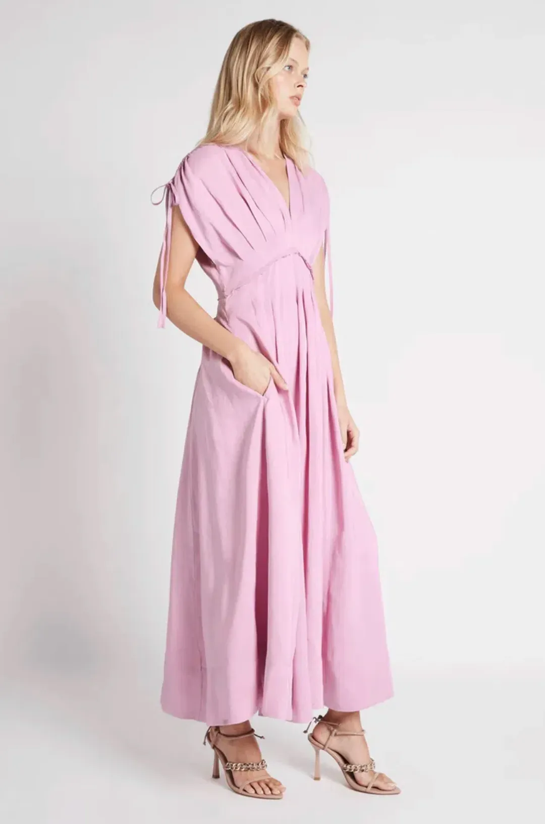 Aje Cosmos Midi Dress Pink Size AU 12 for rent on The Volte - main image