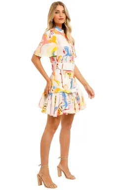 Leo & Lin The Carousel Linen Belted Shirt Dress Print Size 8 for rent on The Volte - image 2