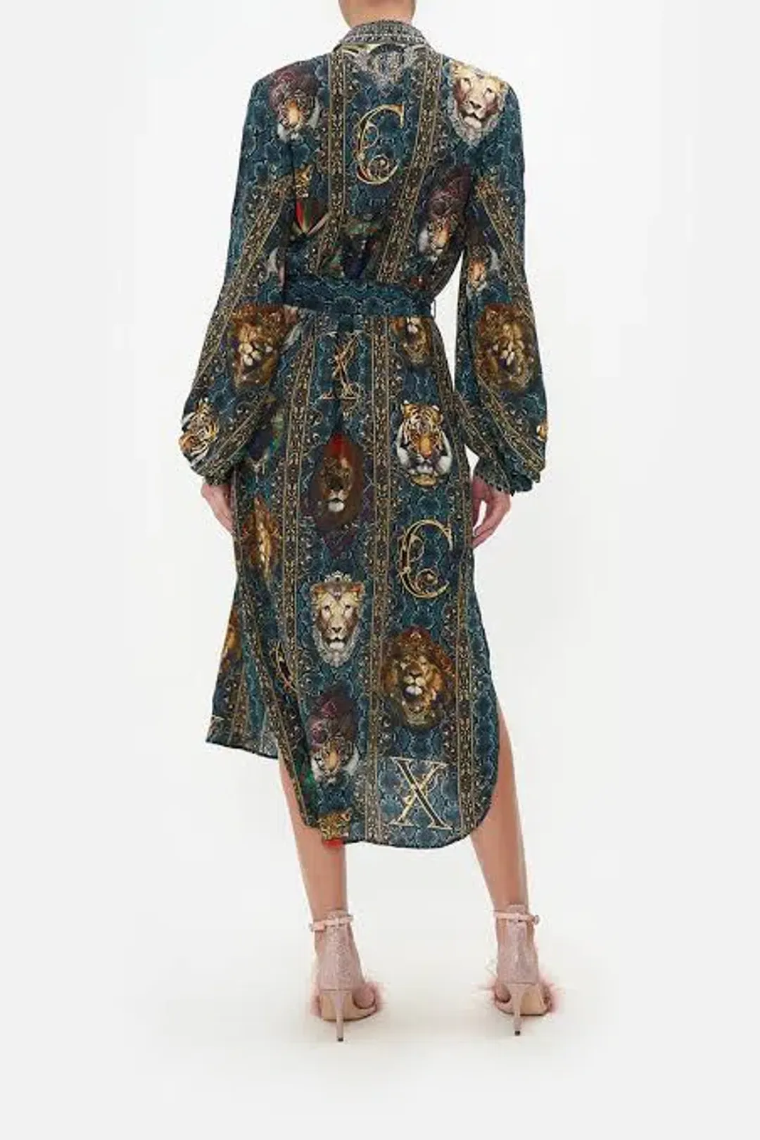 Camilla High Low Midi Shirt Dress Print Size 6 for rent on The Volte - main image