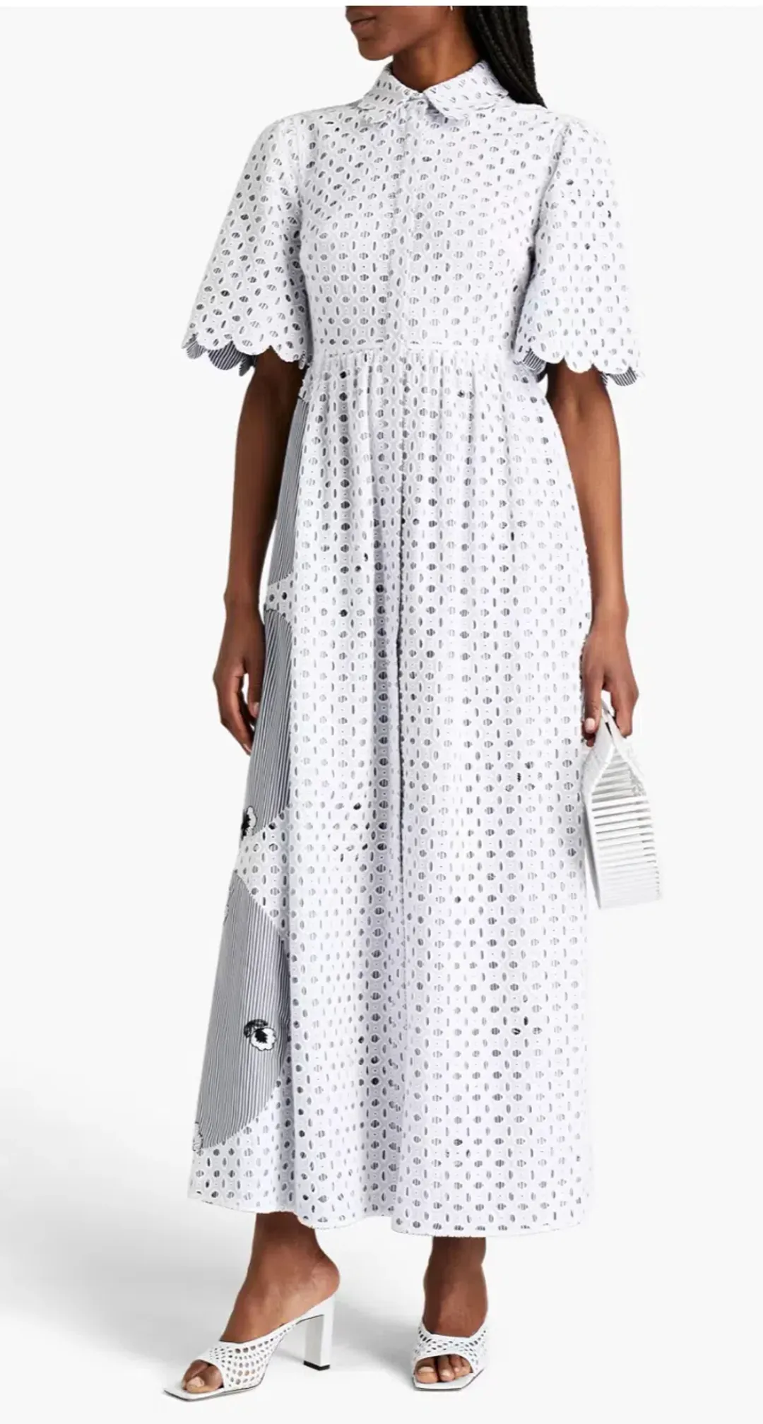 Huishan Zhang Reversible Broderie Anglaise Dress Print White Size AU 6 for rent on The Volte - main image