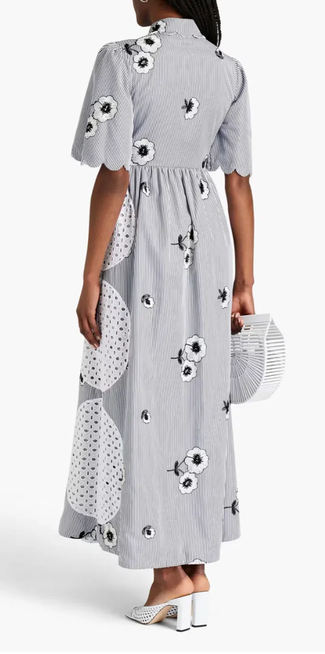 Huishan Zhang Reversible Broderie Anglaise Dress Print White Size AU 6 for rent on The Volte - main image