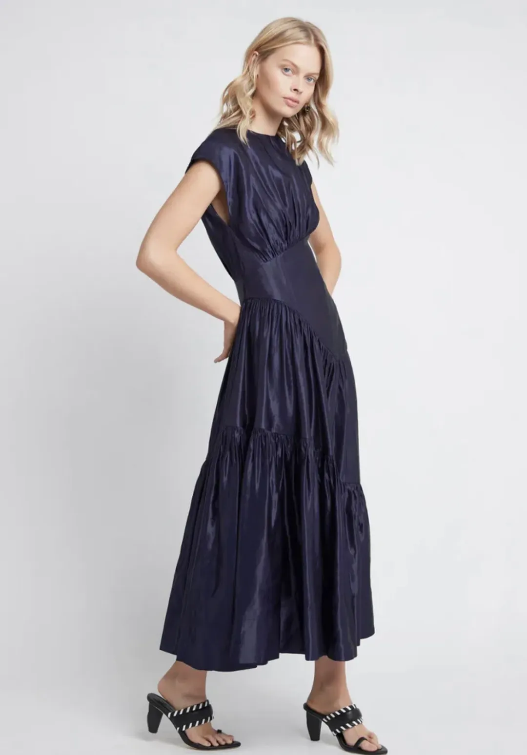 Aje Serendipity Reflection Midi Dress Washed Indigo Size 10 for rent on The Volte - main image