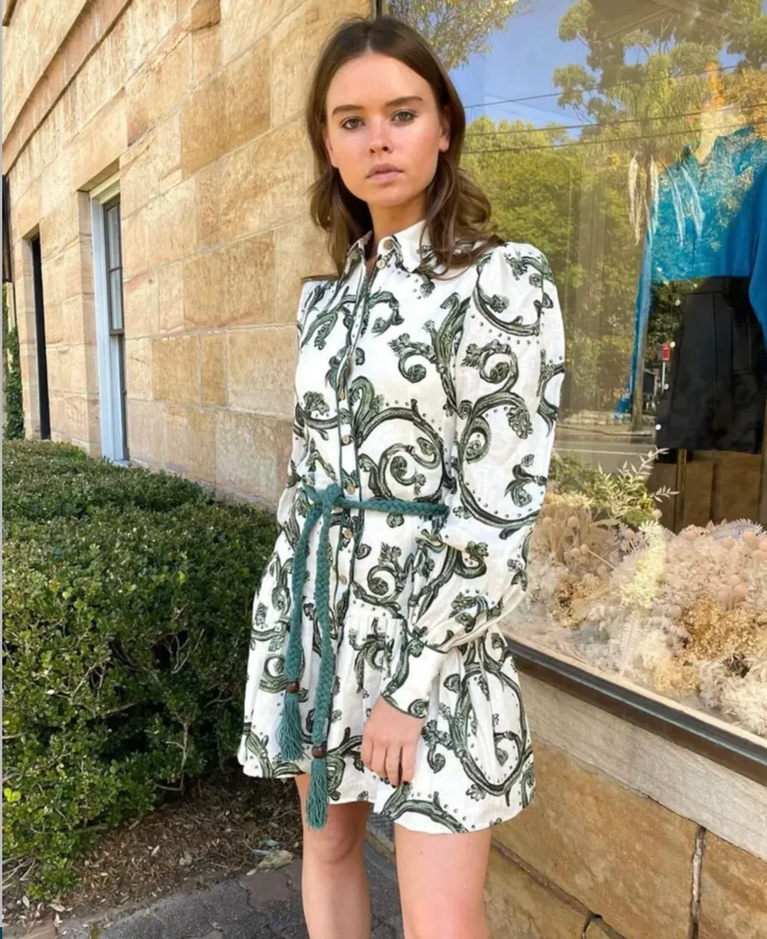 Kate Ford Zelie Short Shirt Dress Print Size 8  for rent on The Volte - main image