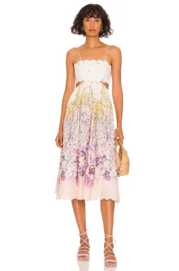 Zimmermann Jude Scallop Midi Dress Peach Gradient Floral Size 1 / Au 8 for rent on The Volte - image 1