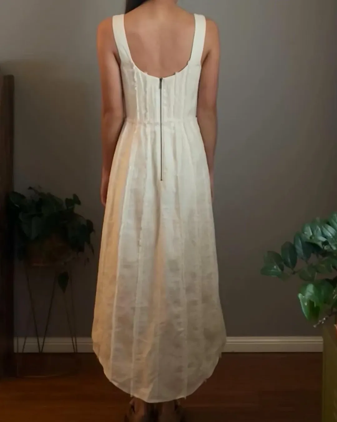 Auteur Studio Ruby Frayed Linen Dress Cream Size XS  for rent on The Volte - main image