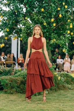 Aje Caliente Cut Out Dress Maroon Red Size 8 for rent on The Volte - image 1