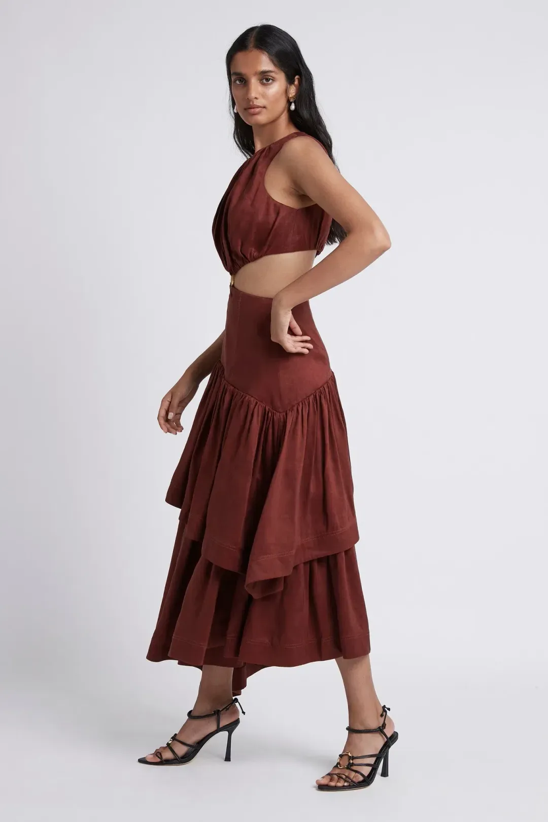 Aje Caliente Cut Out Dress Maroon Red Size 8 for rent on The Volte - main image