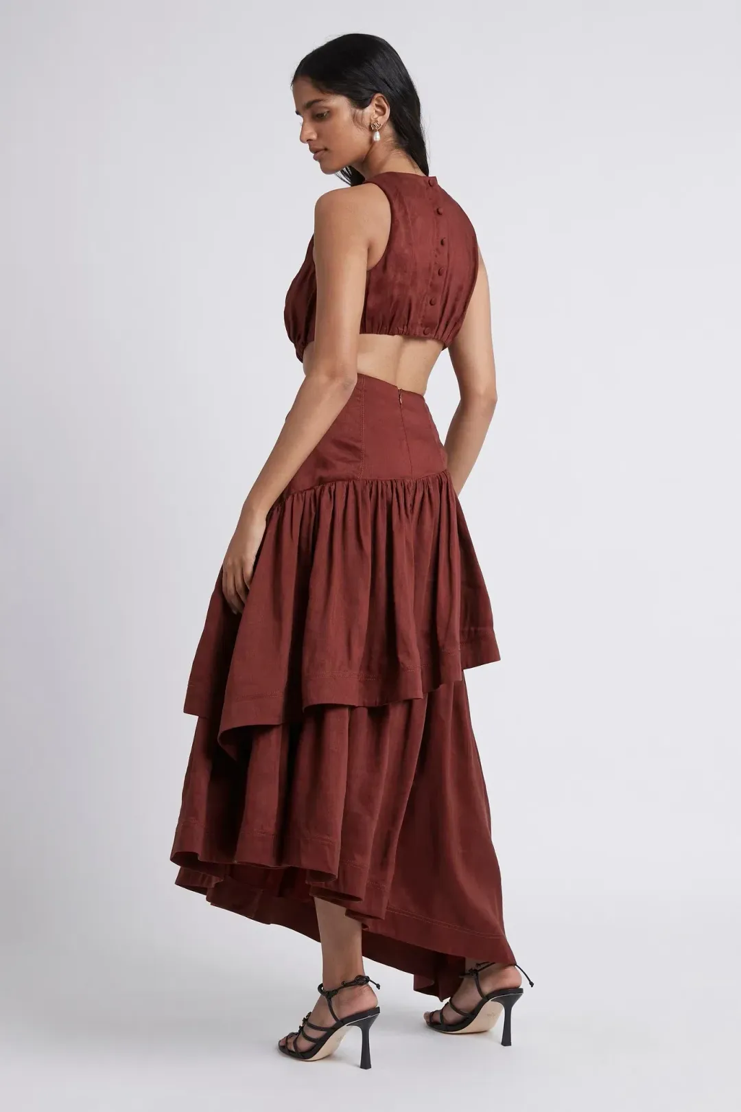 Aje Caliente Cut Out Dress Maroon Red Size 8 for rent on The Volte - main image
