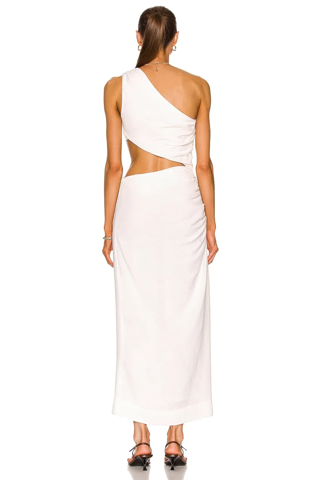 Sir The Label Clemence One Shoulder Midi Dress in Ivory Size 0 for rent on The Volte - main image