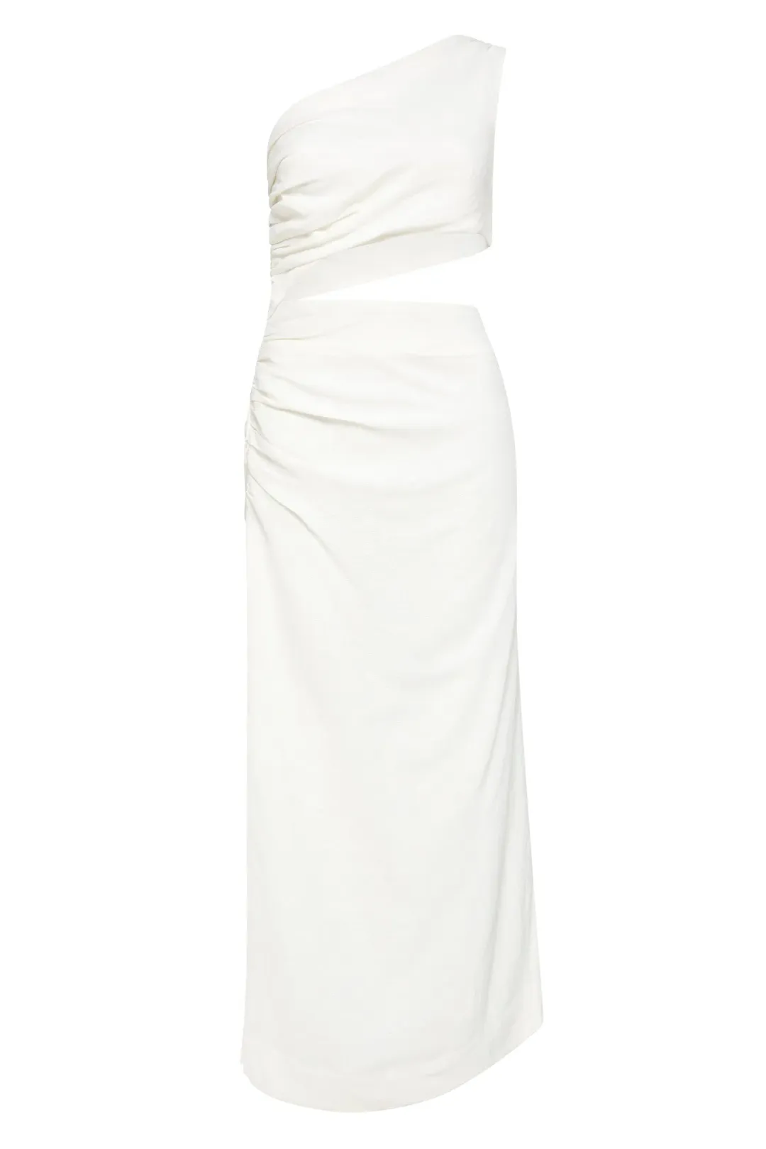 Sir The Label Clemence One Shoulder Midi Dress in Ivory Size 0 for rent on The Volte - main image