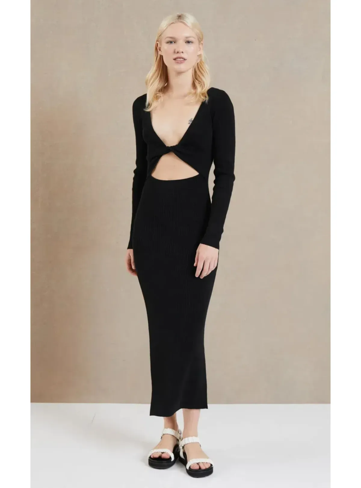 Bec & Bridge Riviera Long Sleeve Midi Dress Black Size AU 6 for rent on The Volte - main image
