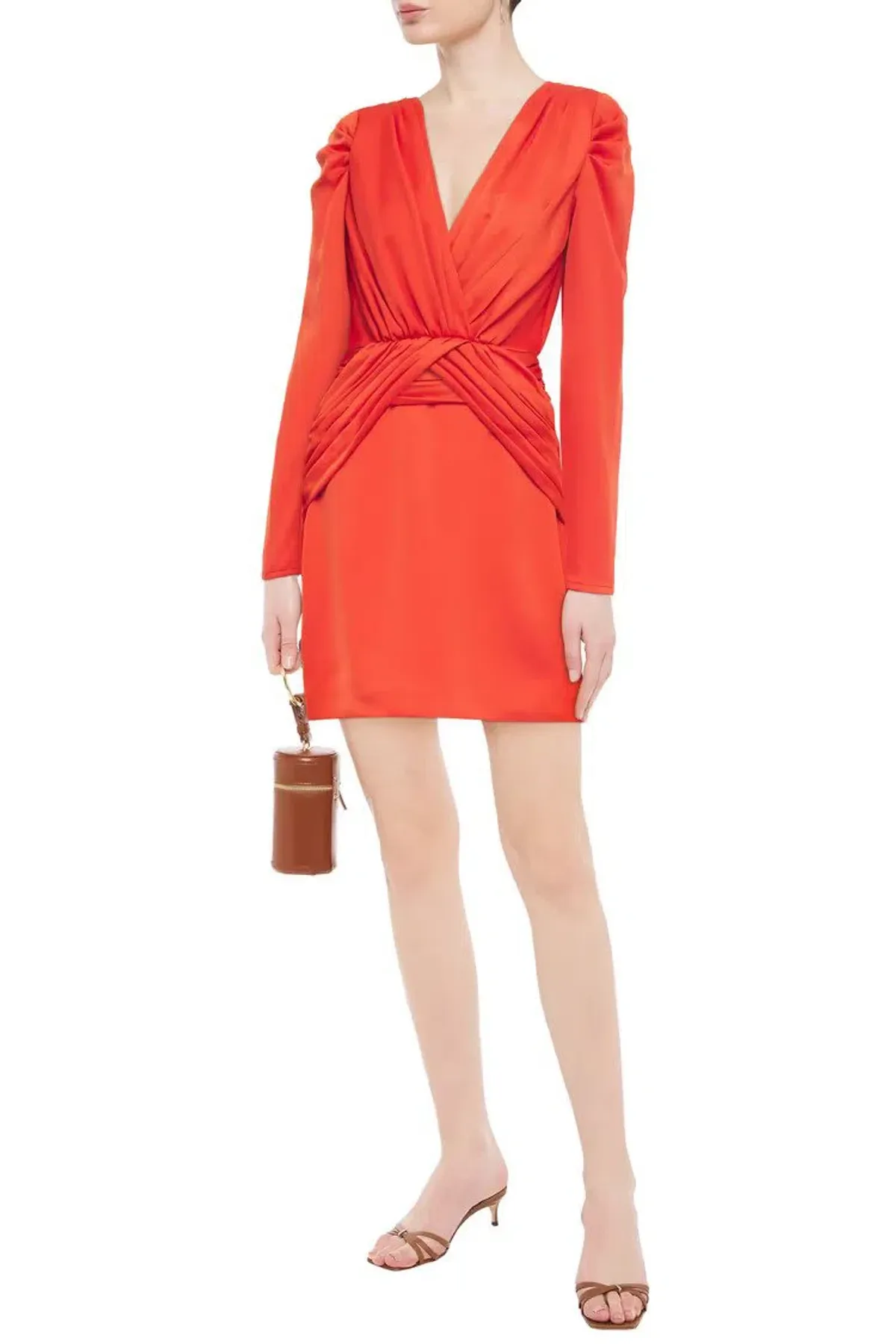 Nicholas Gathered Mini Dress Orange Size 8 for rent on The Volte - main image