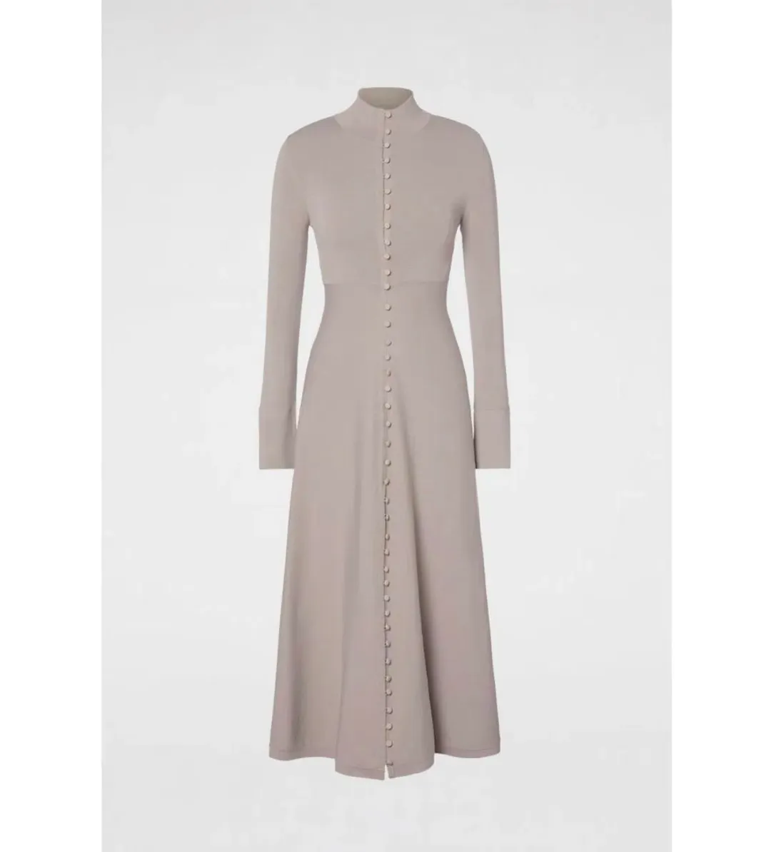 Scanlan Theodore Crepe Knit Button Dress Oyster Size 8  for rent on The Volte - main image