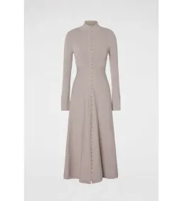 Scanlan Theodore Crepe Knit Button Dress Oyster Size 8  for rent on The Volte - image 3