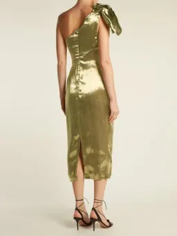 Maria Lucia Hohan Alya One Shoulder Dress Gold Size 10 for rent on The Volte - image 3