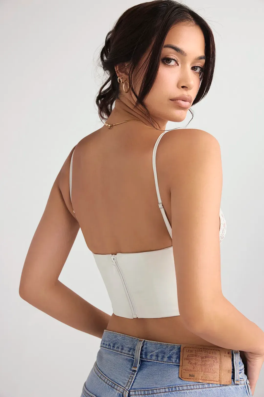 House of CB Emilee Ivory Satin and Lace Corset White Size 8 for rent on The Volte - main image