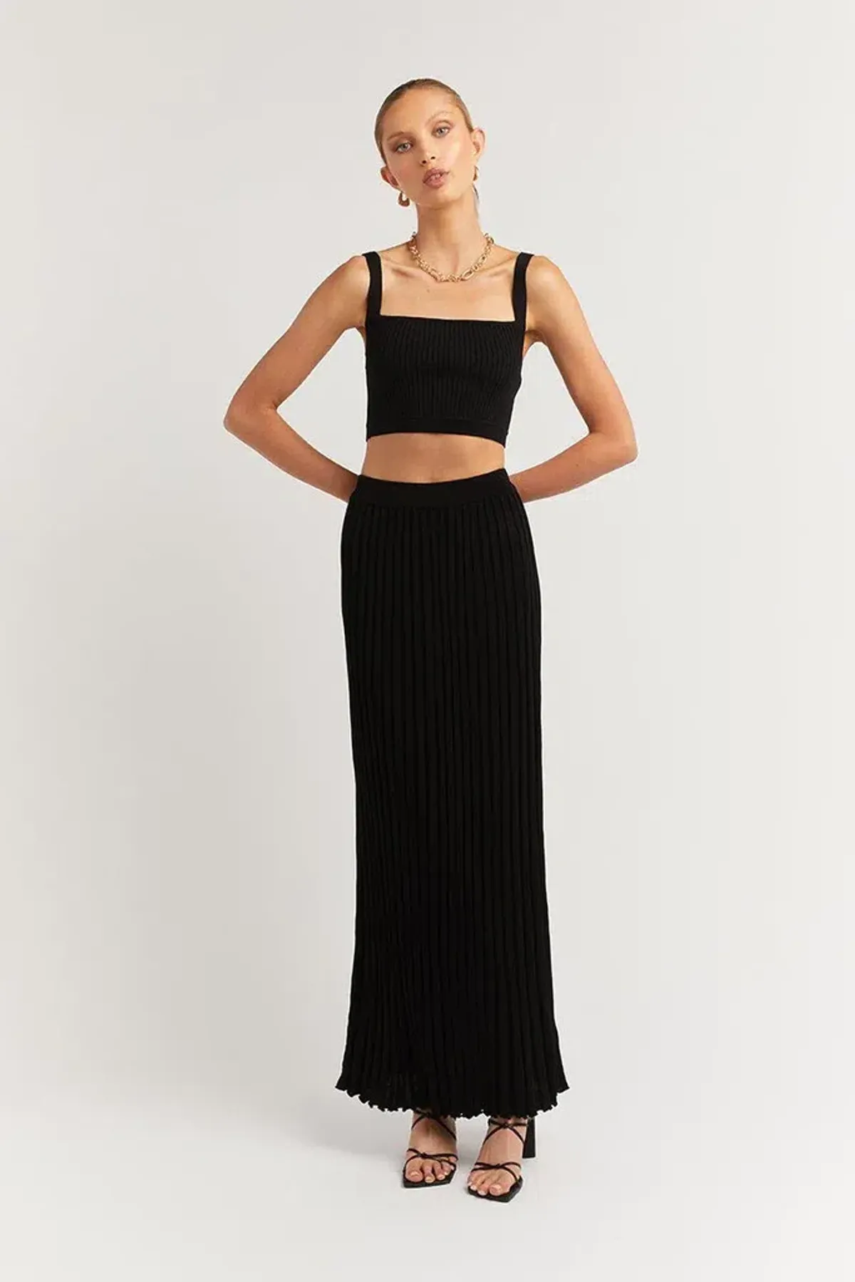 Dissh Ollie Rib Knit Set Black Size 10 for rent on The Volte - main image