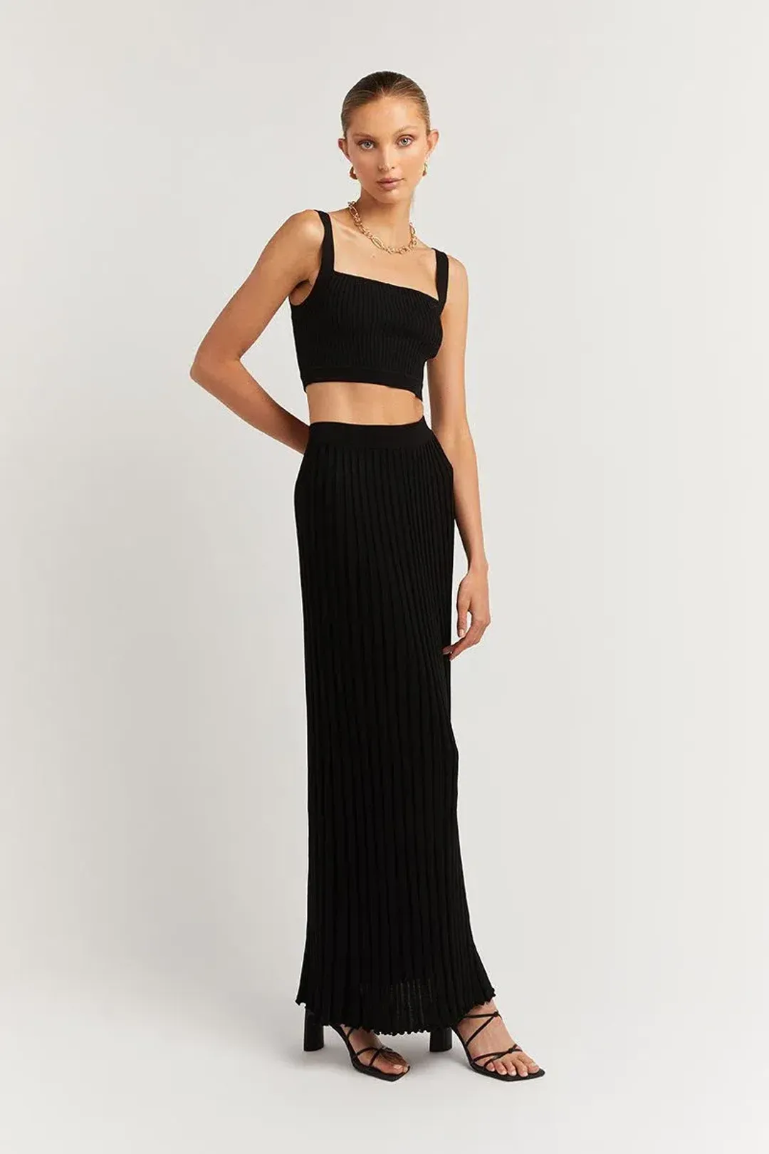 Dissh Ollie Rib Knit Set Black Size 10 for rent on The Volte - main image