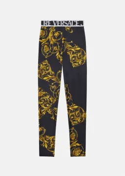 Versace Garland Crop Top and Leggings Set Black/Print Size 8 for rent on The Volte - image 8