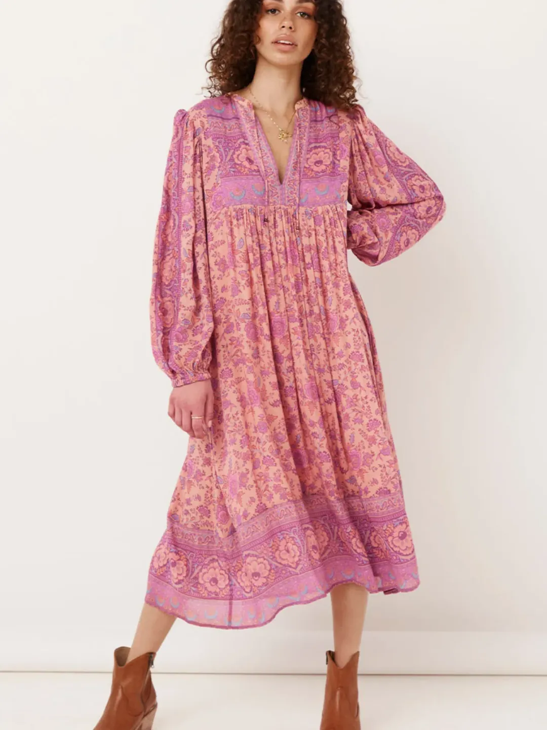 Spell Folksong Boho Smock Dress Floral Size L / AU 14 for rent on The Volte - main image
