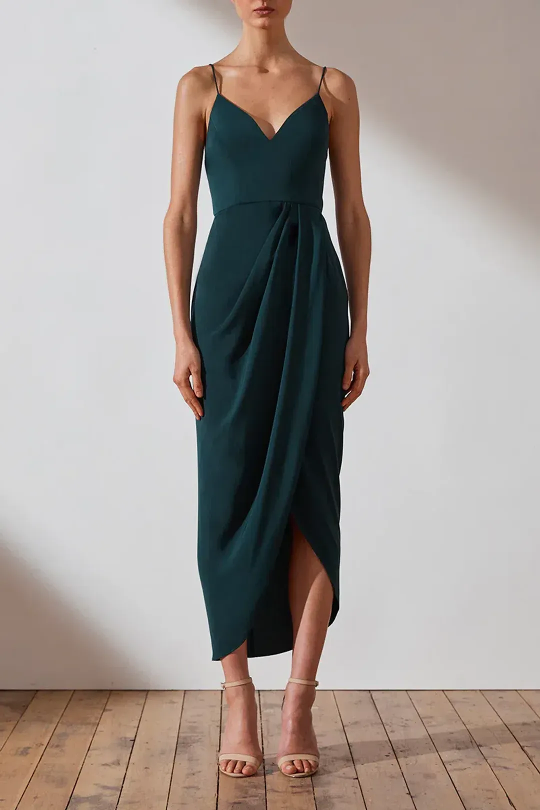 Shona Joy Core Cocktail Dress in Seaweed Green Size 8  for rent on The Volte - main image
