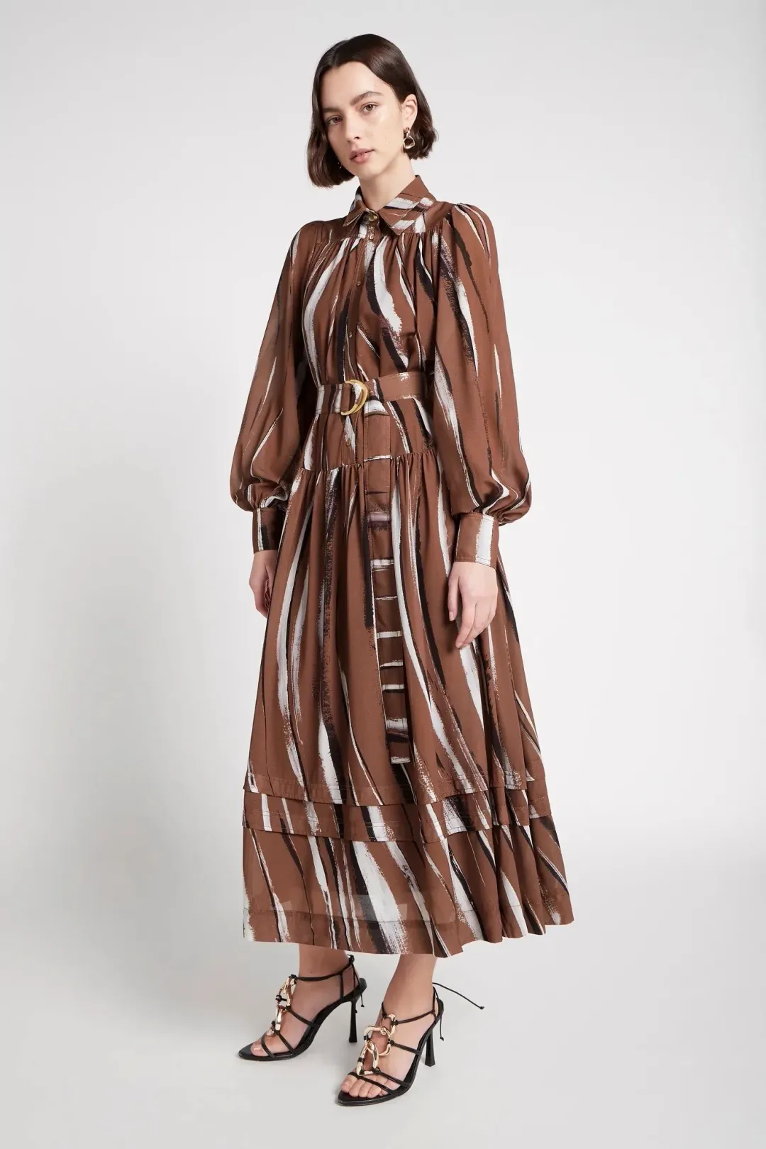Aje Aurora Belted Midi Dress Print Size 14 for rent on The Volte - main image