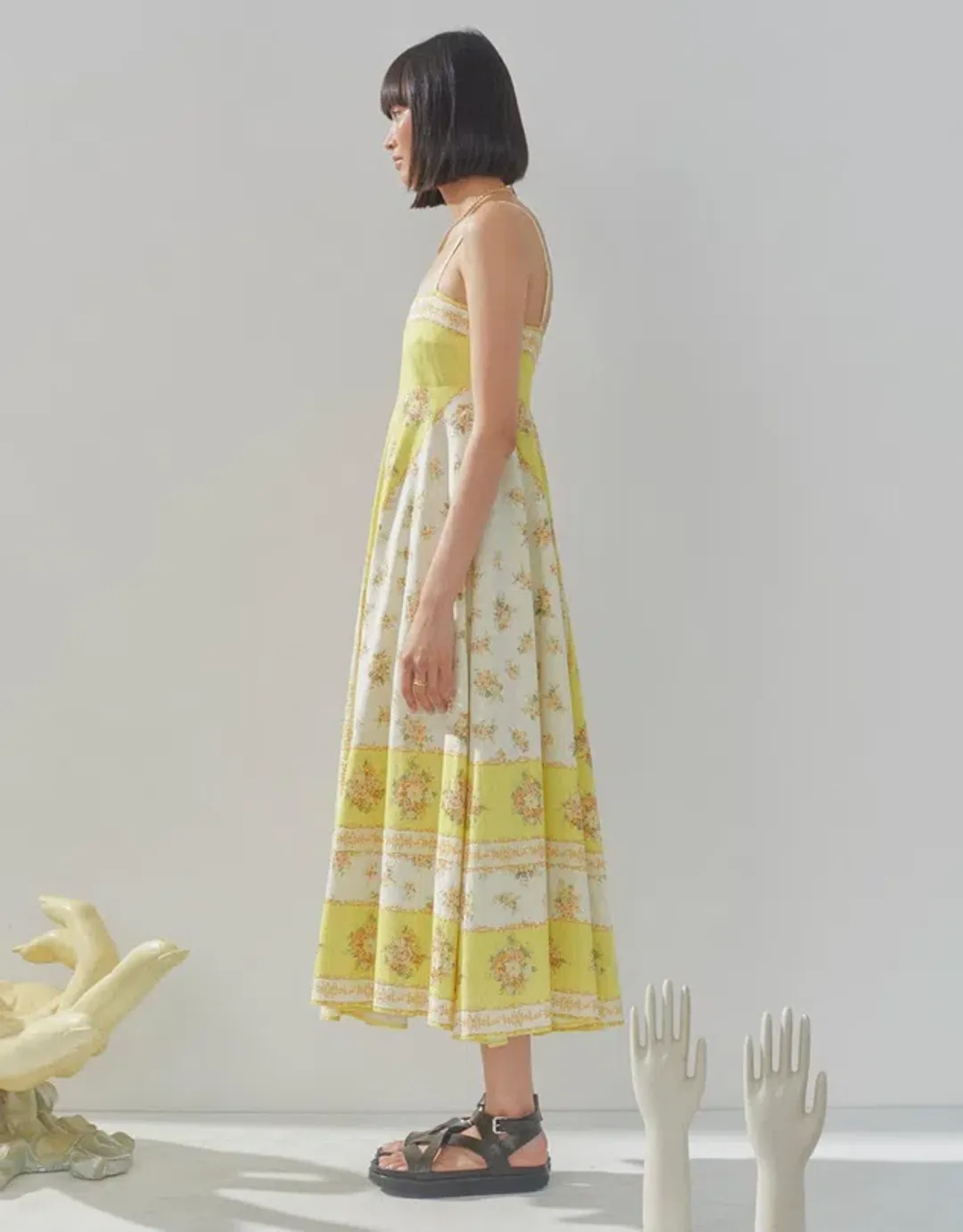 Alemais Catalina Midi Dress Yellow Size 8 for rent on The Volte - main image