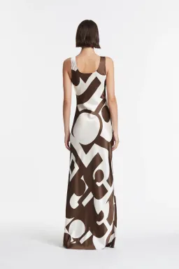 Sir the Label Julien Asymmetric Slip In Abstract Chocolate Size AU 10 for rent on The Volte - image 2