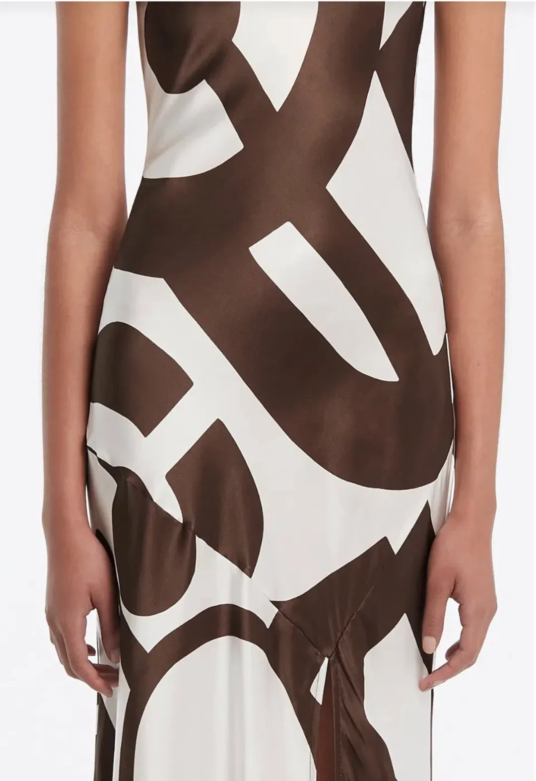 Sir the Label Julien Asymmetric Slip In Abstract Chocolate Size AU 10 for rent on The Volte - main image