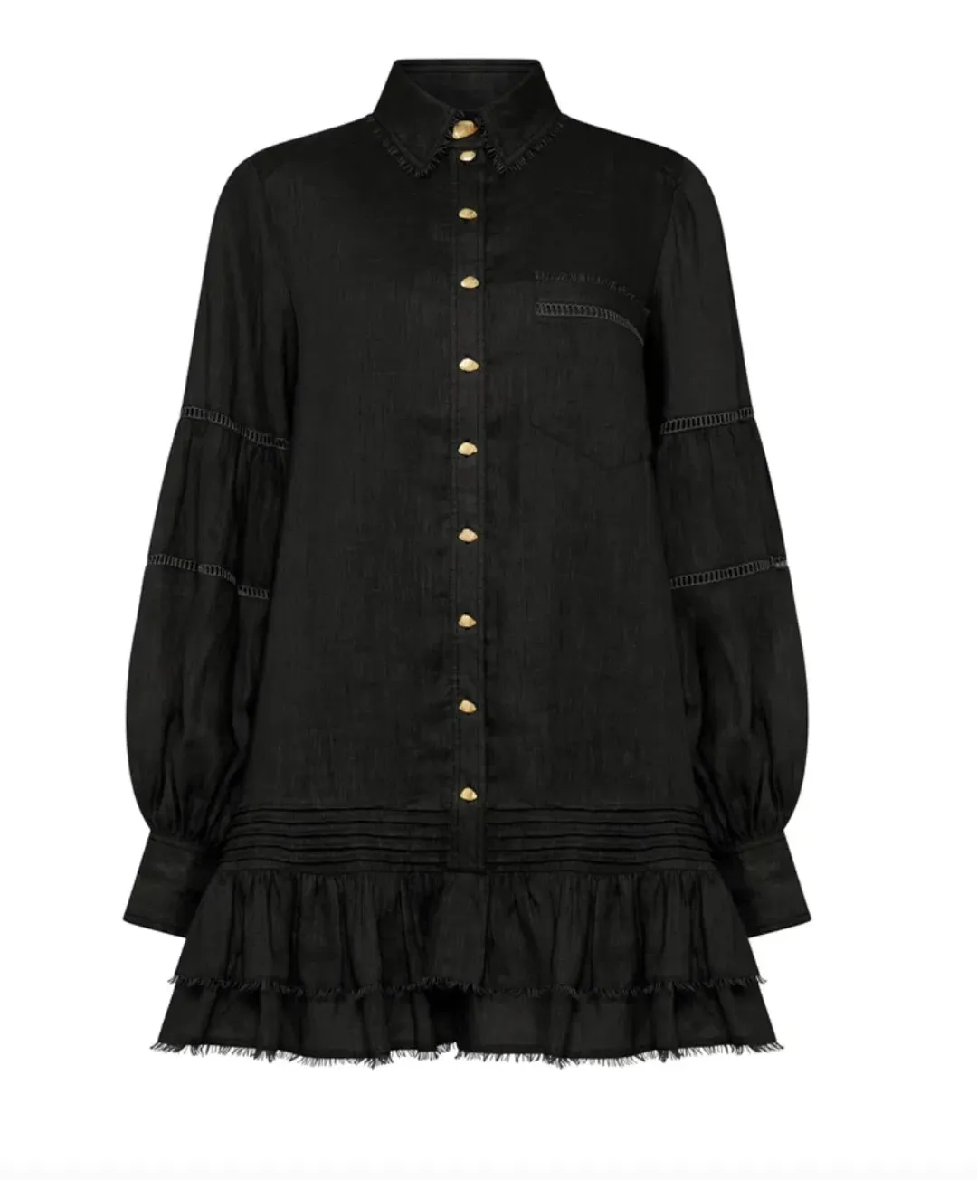 AJE Lotus Shirt Dress Black Size 10  for rent on The Volte - main image