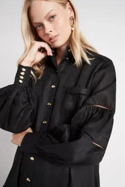 AJE Lotus Shirt Dress Black Size 10  for rent on The Volte - image 2