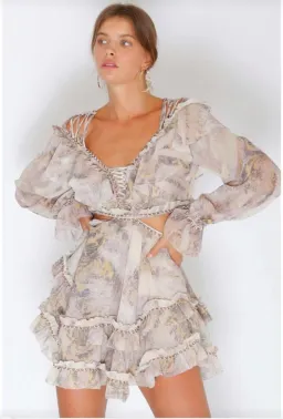 IXIAH Masaai Long Sleeve Cut Out Mini Dress Print Size 8 for rent on The Volte - image 2