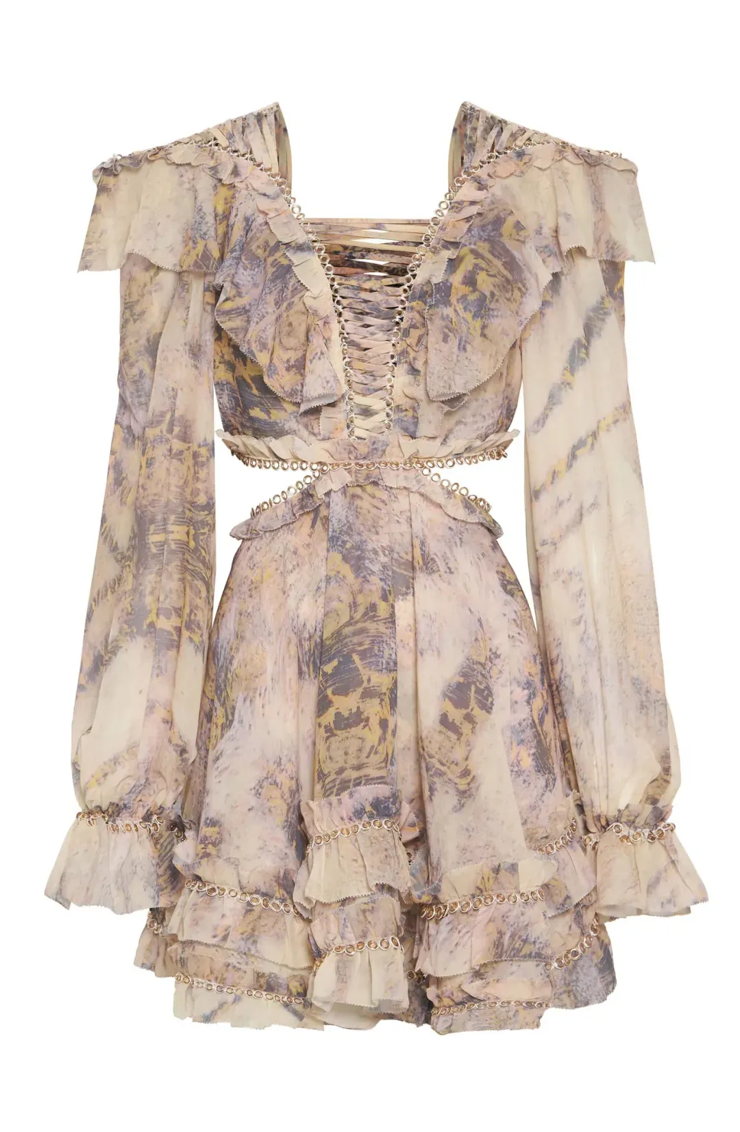 IXIAH Masaai Long Sleeve Cut Out Mini Dress Print Size 8 for rent on The Volte - main image
