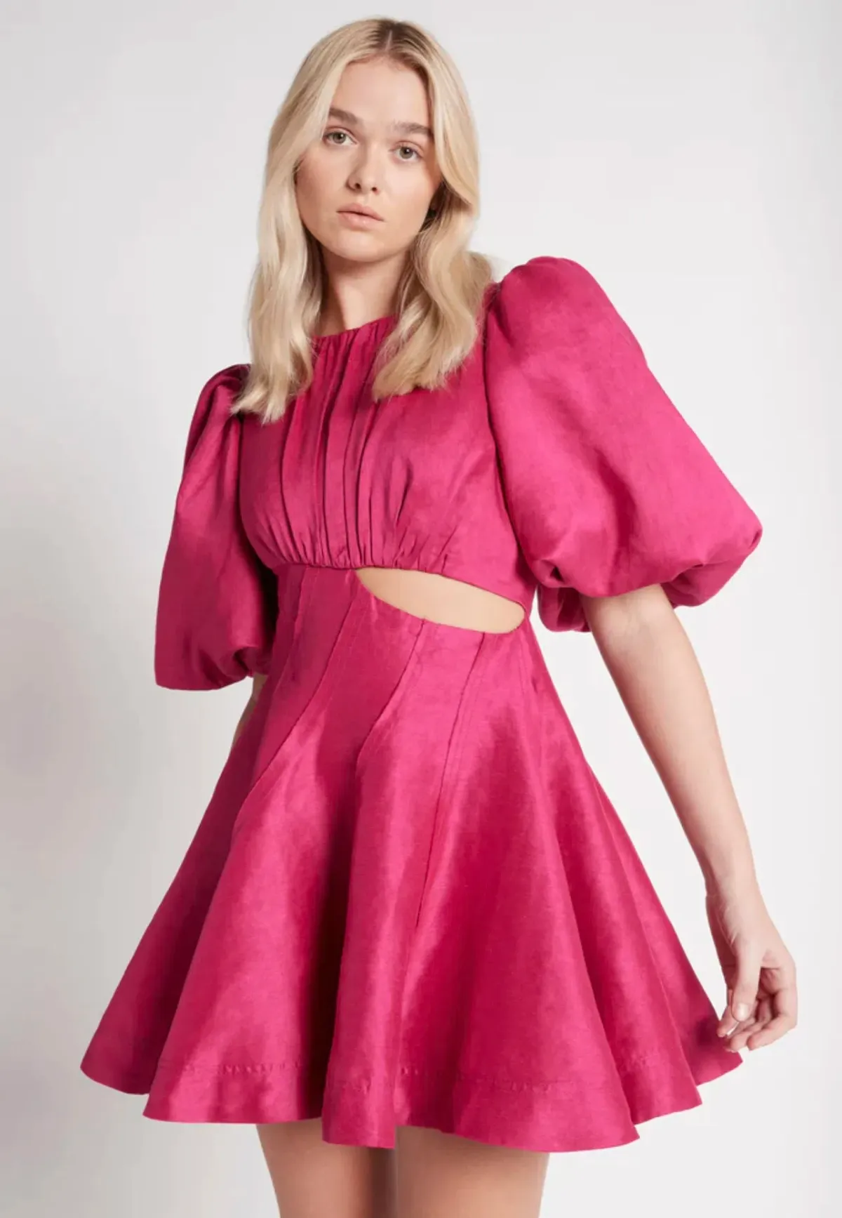 Aje Admiration Asymmetric Mini Dress Pink Size 8 for rent on The Volte - main image