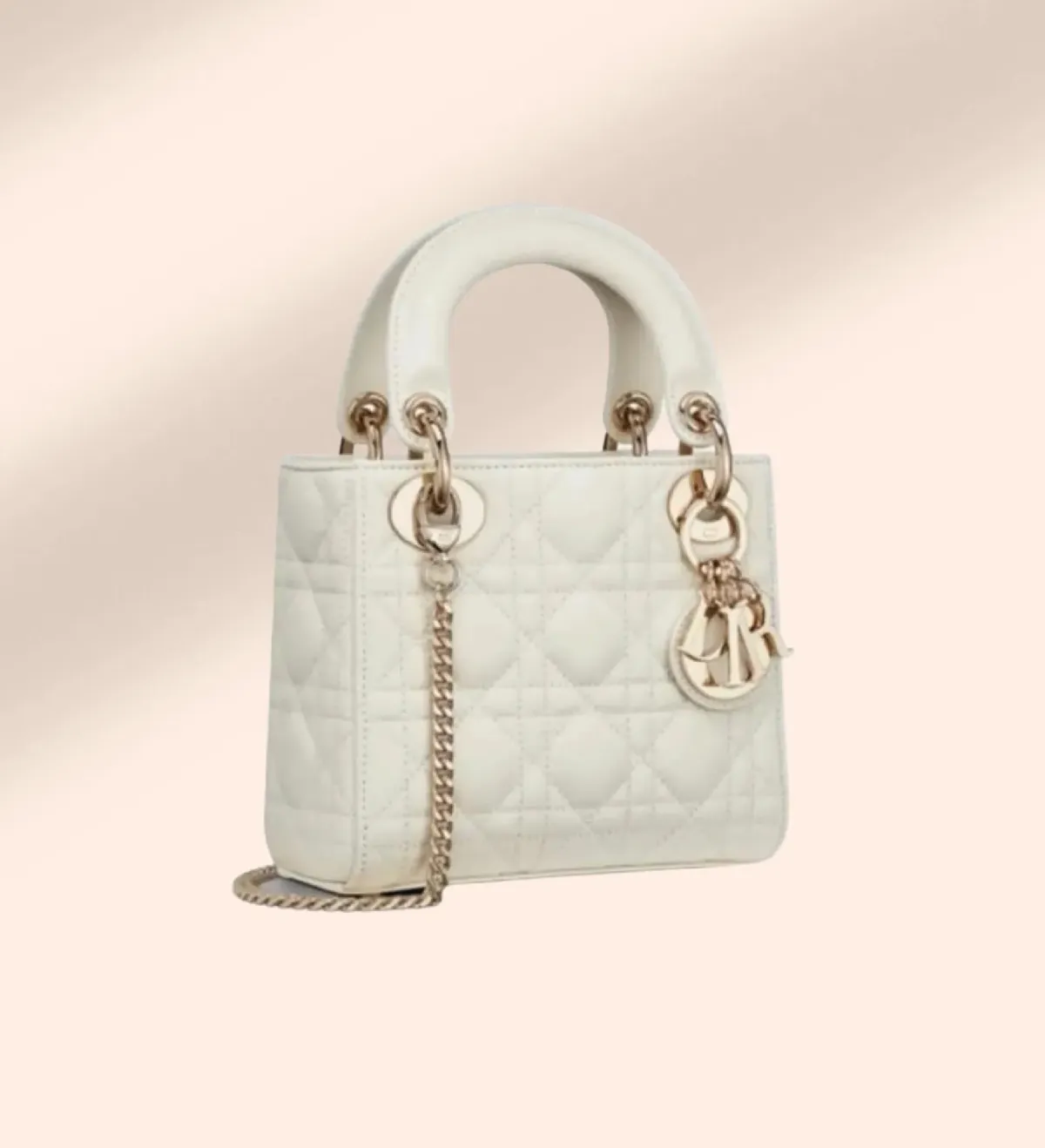 Christian Dior Mini Lady Dior Latte Cannage Lambskin for rent on The Volte - main image
